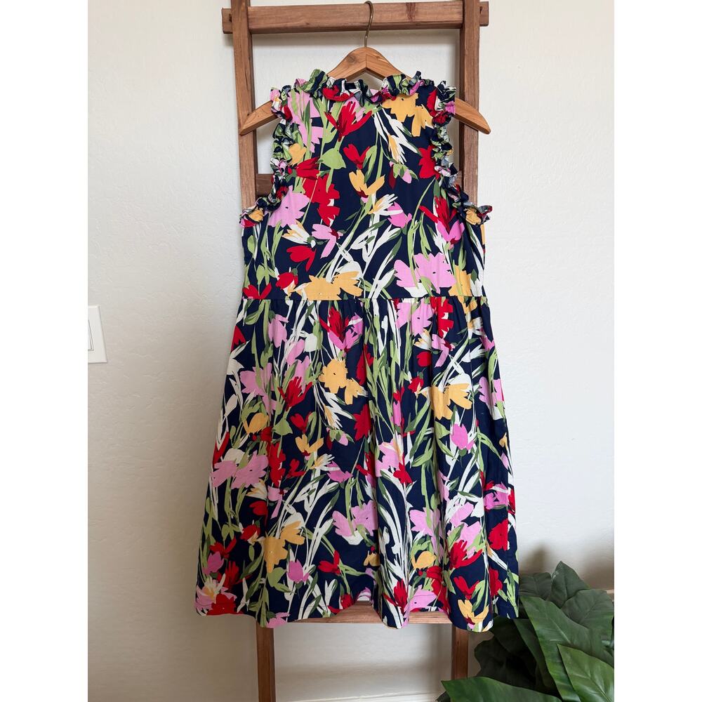 Maggy London | Ruffle Details Stretch Cotton Trapeze Dress | size 6 - Picture 5 of 6